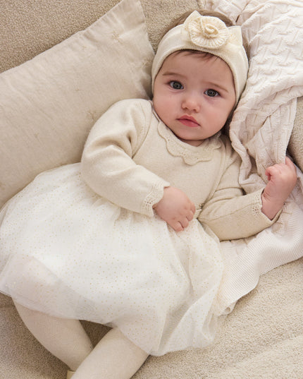 kids atelier mayoral Champagne Tricot & Tulle Dress