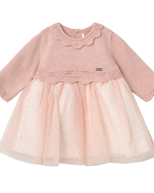 kids atelier mayoral Baby Rose Tricot & Tulle Dress
