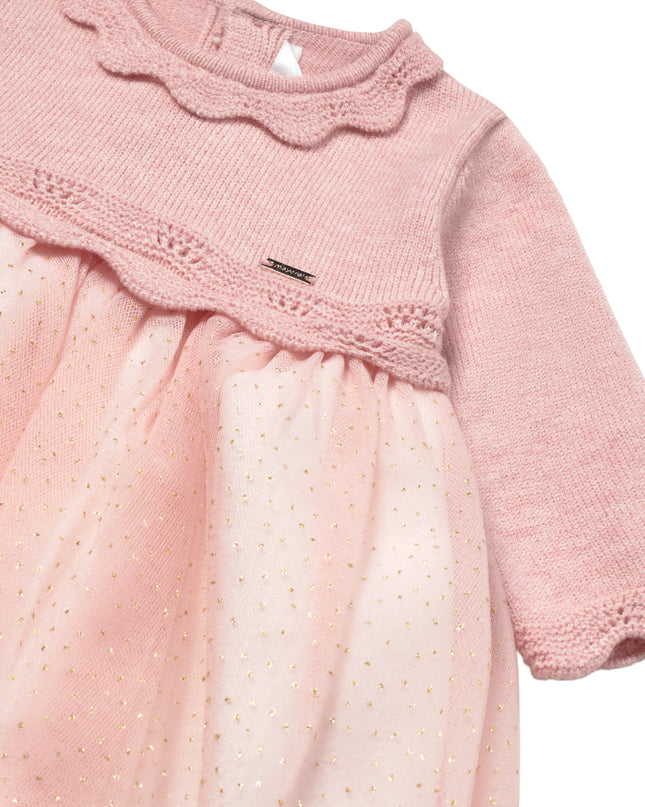 kids atelier mayoral Baby Rose Tricot & Tulle Dress