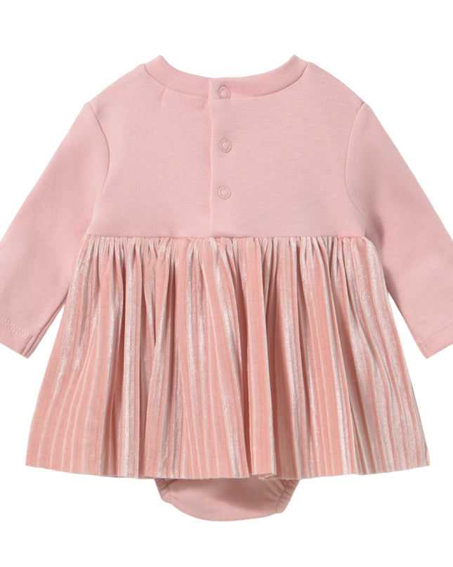 kids atelier mayoral Baby Rose Pleated Dress with Bow Detail