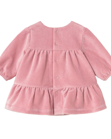 kids atelier mayoral Pink Velvet  Dress with Rosette Accents