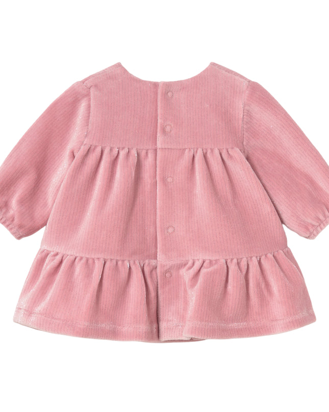 kids atelier mayoral Pink Velvet  Dress with Rosette Accents