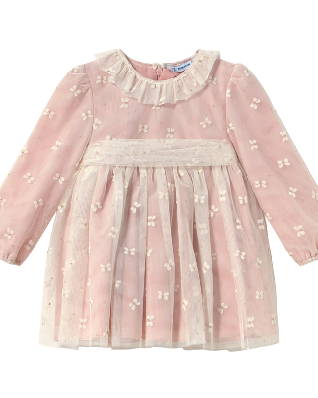 kids atelier mayoral Pink Embroidered Tulle Dress