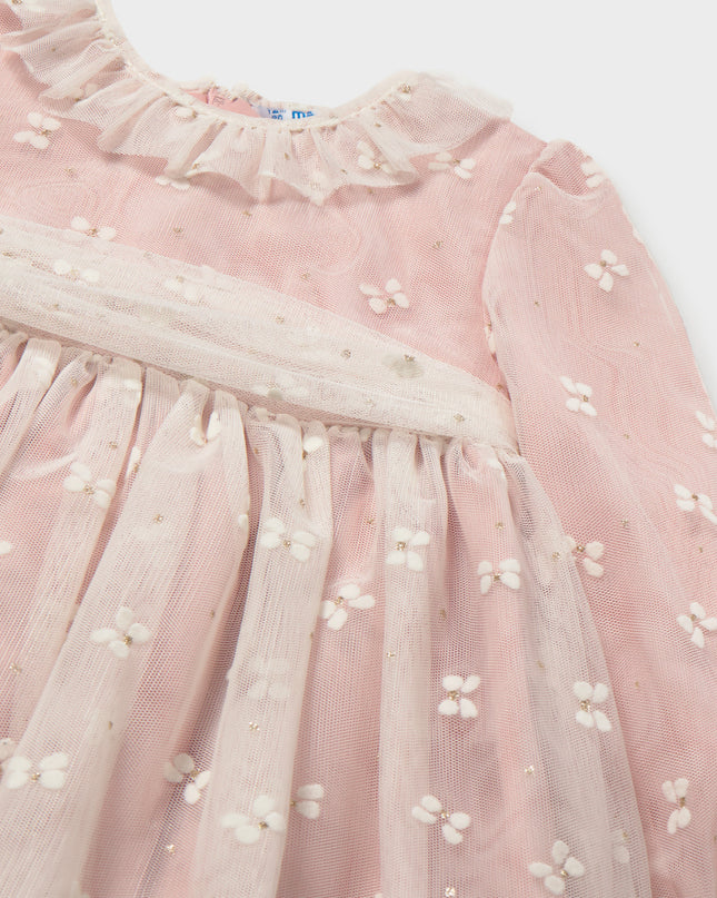 kids atelier mayoral Pink Embroidered Tulle Dress