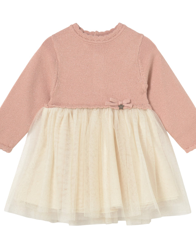 kids atelier mayoral Pink Knit & Tulle Baby Dress