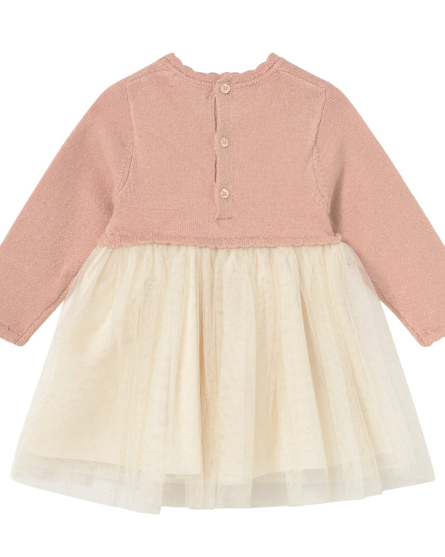 kids atelier mayoral Pink Knit & Tulle Baby Dress