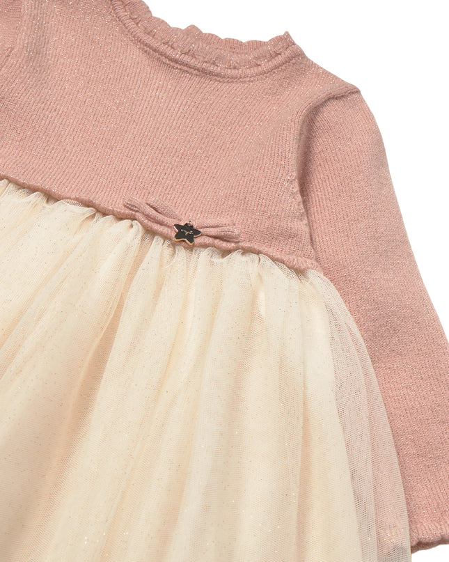 kids atelier mayoral Pink Knit & Tulle Baby Dress