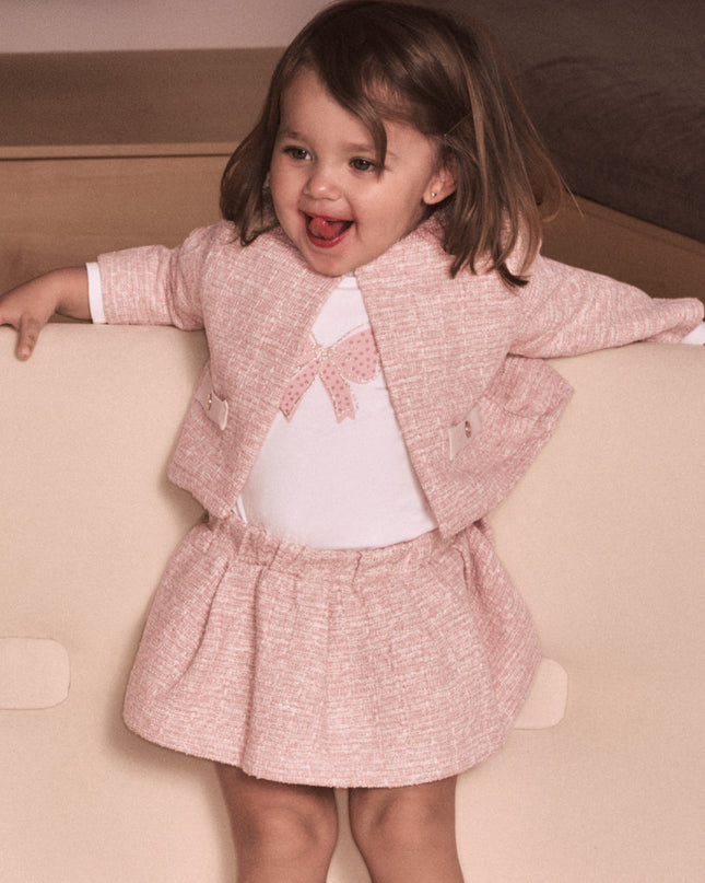 kids atelier mayoral Pink Tweed Skirt Set