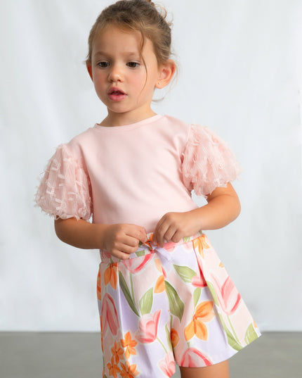 kids atelier mayoral Pink Baby Top With Puff Sleeves