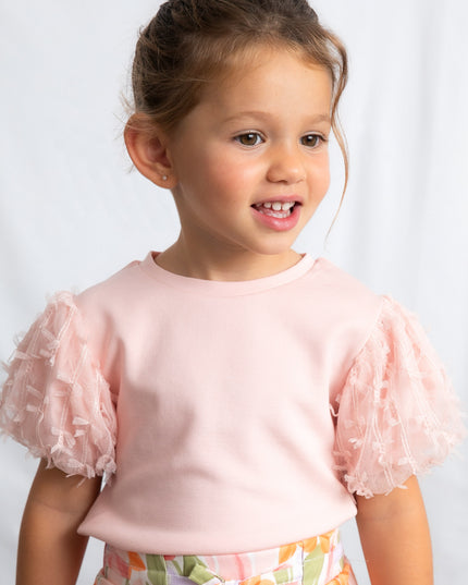 kids atelier mayoral Pink Baby Top With Puff Sleeves