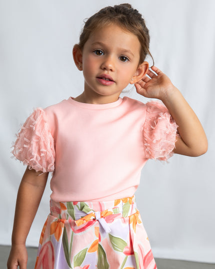 kids atelier mayoral Pink Baby Top With Puff Sleeves