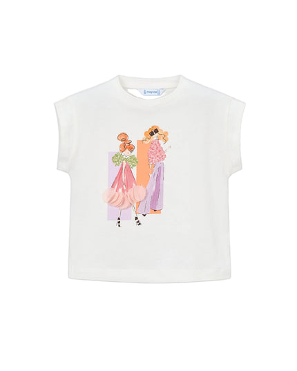 kids atelier mayoral White Doll Print T-Shirt