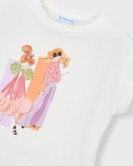kids atelier mayoral White Doll Print T-Shirt