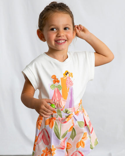 kids atelier mayoral White Doll Print T-Shirt