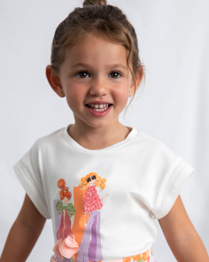 kids atelier mayoral White Doll Print T-Shirt