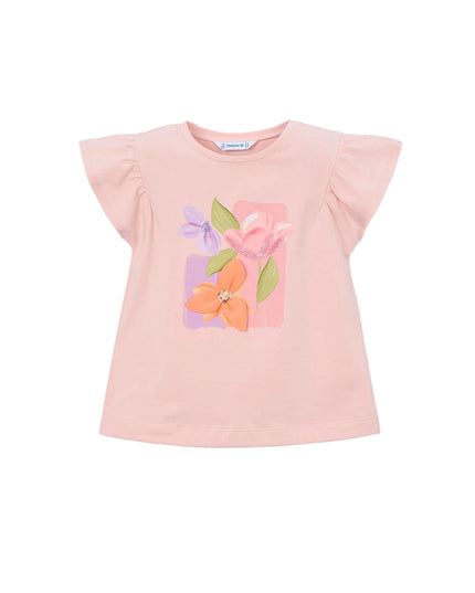 kids atelier mayoral Pink T-Shirt With Ruffled Sleeves