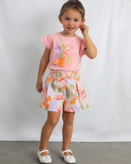 kids atelier mayoral Pink T-Shirt With Ruffled Sleeves