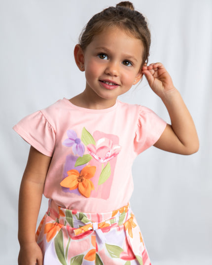 kids atelier mayoral Pink T-Shirt With Ruffled Sleeves