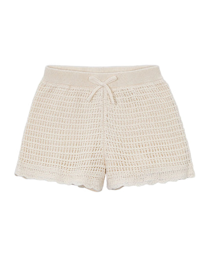 kids atelier mayoral Beige Crochet Shorts With Scalloped Hem