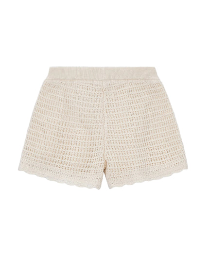 kids atelier mayoral Beige Crochet Shorts With Scalloped Hem