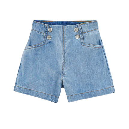 kids atelier mayoral Light Blue Denim Shorts With Button Detail