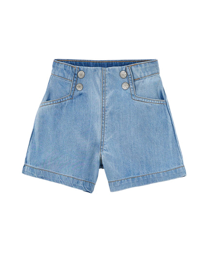 kids atelier mayoral Light Blue Denim Shorts With Button Detail