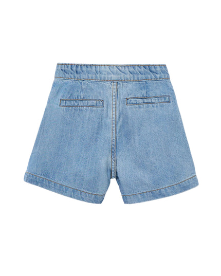 Light Blue Denim Shorts With Button Detail