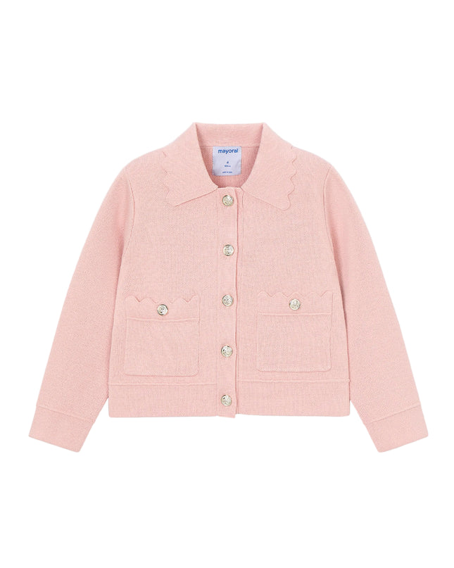 kids atelier mayoral Pink Jacket With Scalloped Detail