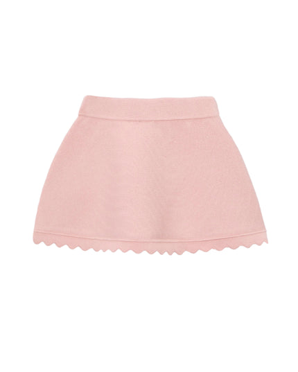 kids atelier mayoral Pink Knitted Skirt With Scalloped Hem