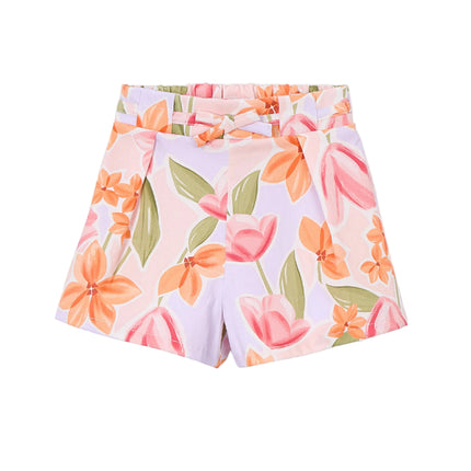 kids atelier mayoral Lavender Floral Shorts With Belt