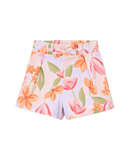 kids atelier mayoral Lavender Floral Shorts With Belt