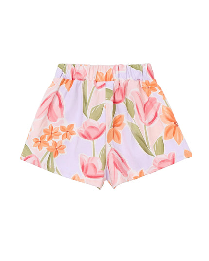 kids atelier mayoral Lavender Floral Shorts With Belt