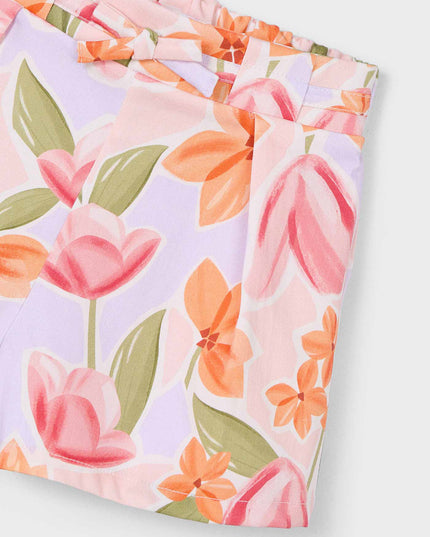 kids atelier mayoral Lavender Floral Shorts With Belt