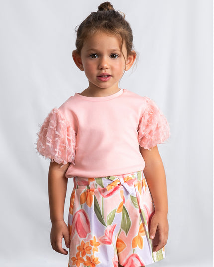 kids atelier mayoral Lavender Floral Shorts With Belt
