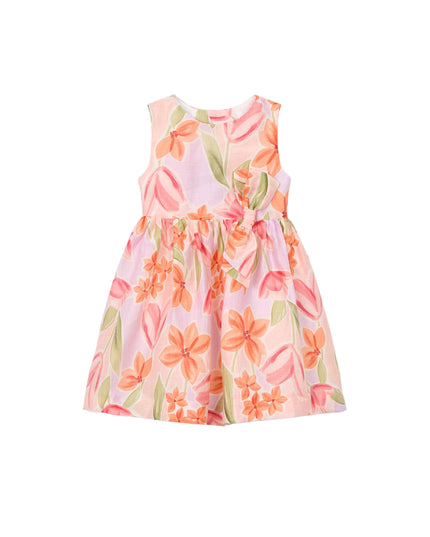 kids atelier mayoral Pink Floral Bow Dress 