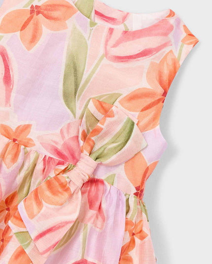 kids atelier mayoral Pink Floral Bow Dress 