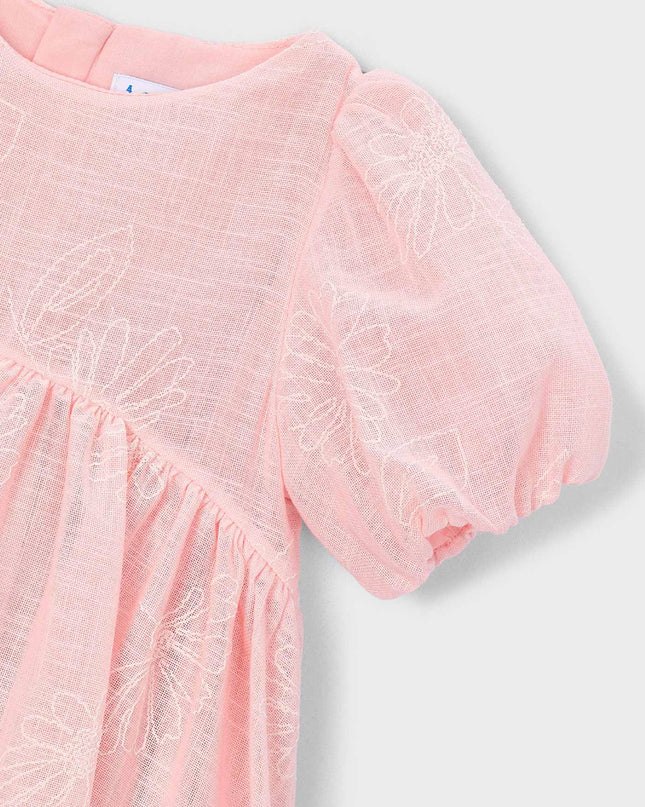 kids atelier mayoral Light Pink Puff-Sleeve Dress