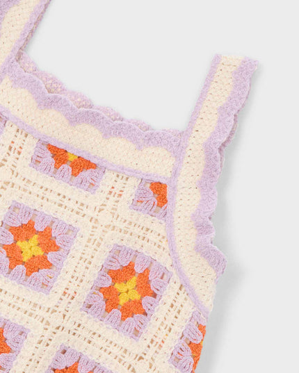 kids atelier mayoral Lavender Trim Crocheted Dress