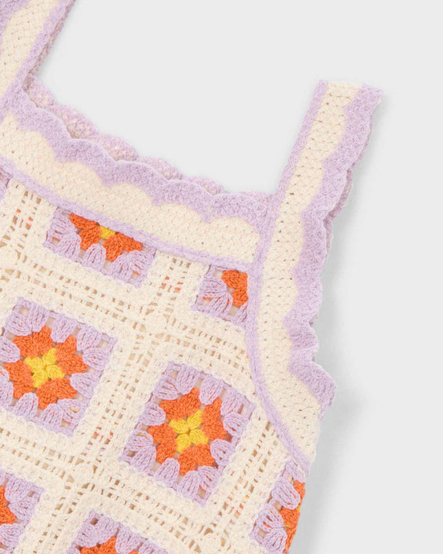 kids atelier mayoral Lavender Trim Crocheted Dress