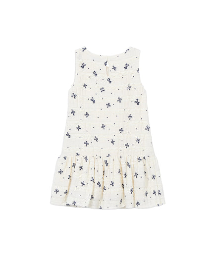 kids atelier mayoral White Bow-Pattern Drop-Waist Dress