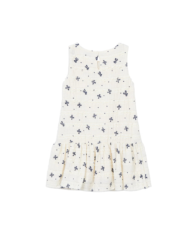 kids atelier mayoral White Bow-Pattern Drop-Waist Dress