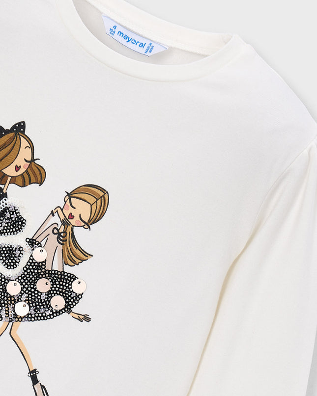 kids atelier mayoral White Graphic Long-Sleeve Tee