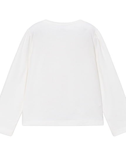 kids atelier mayoral White Long-Sleeve Flower Tee