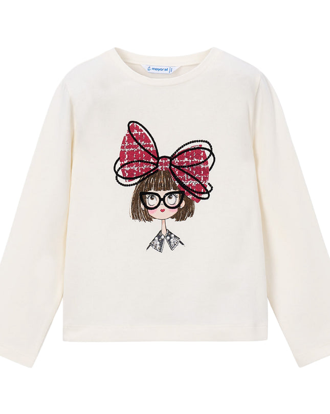 kids atelier mayoral White Cartoon Bow Tee