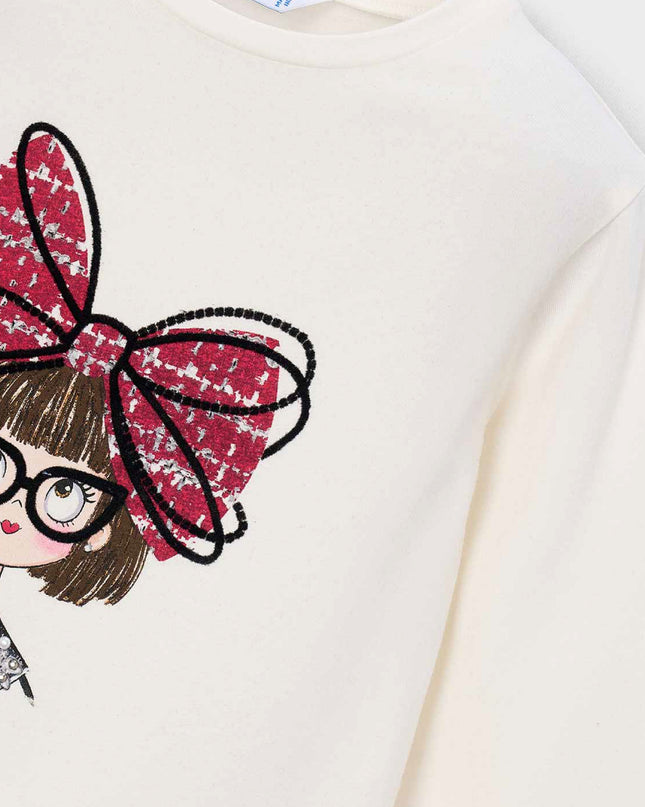 kids atelier mayoral White Cartoon Bow Tee
