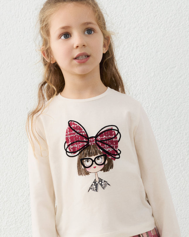 kids atelier mayoral White Cartoon Bow Tee