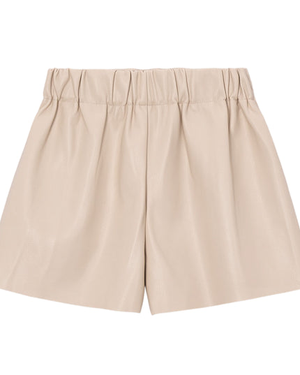 kids atelier mayoral Beige Pleated Faux Leather Shorts