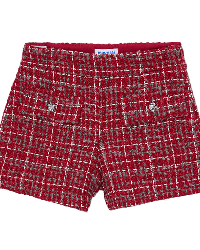 kids atelier mayoral Red Tweed Button Shorts