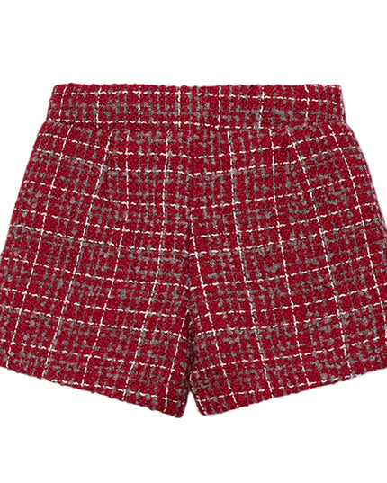 kids atelier mayoral Red Tweed Button Shorts