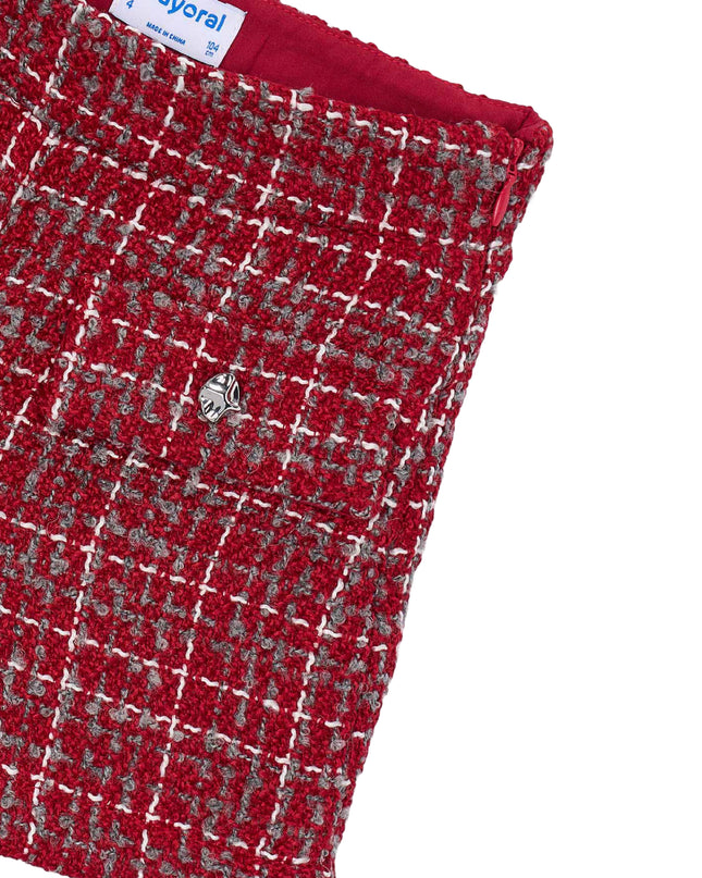 kids atelier mayoral Red Tweed Button Shorts